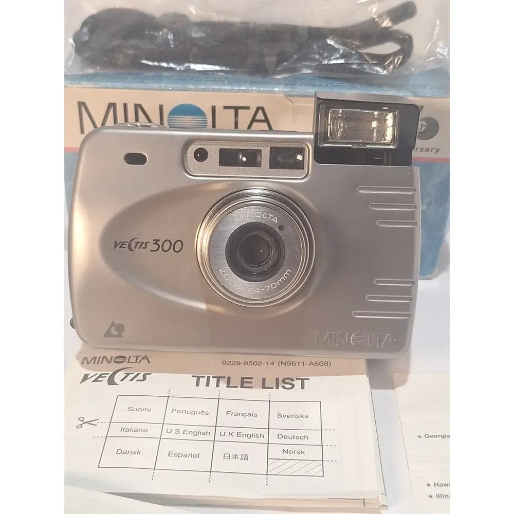 Minolta Vectis 300 APS Film Camera Lot Working + Parts Camera Manual & Box